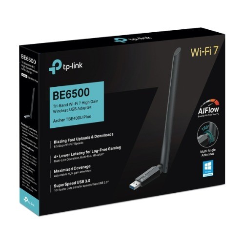 TP-Link Archer TBE400U Plus BE6500 Tri-Band Wi-Fi 7 High Gain Wireless USB Ad...