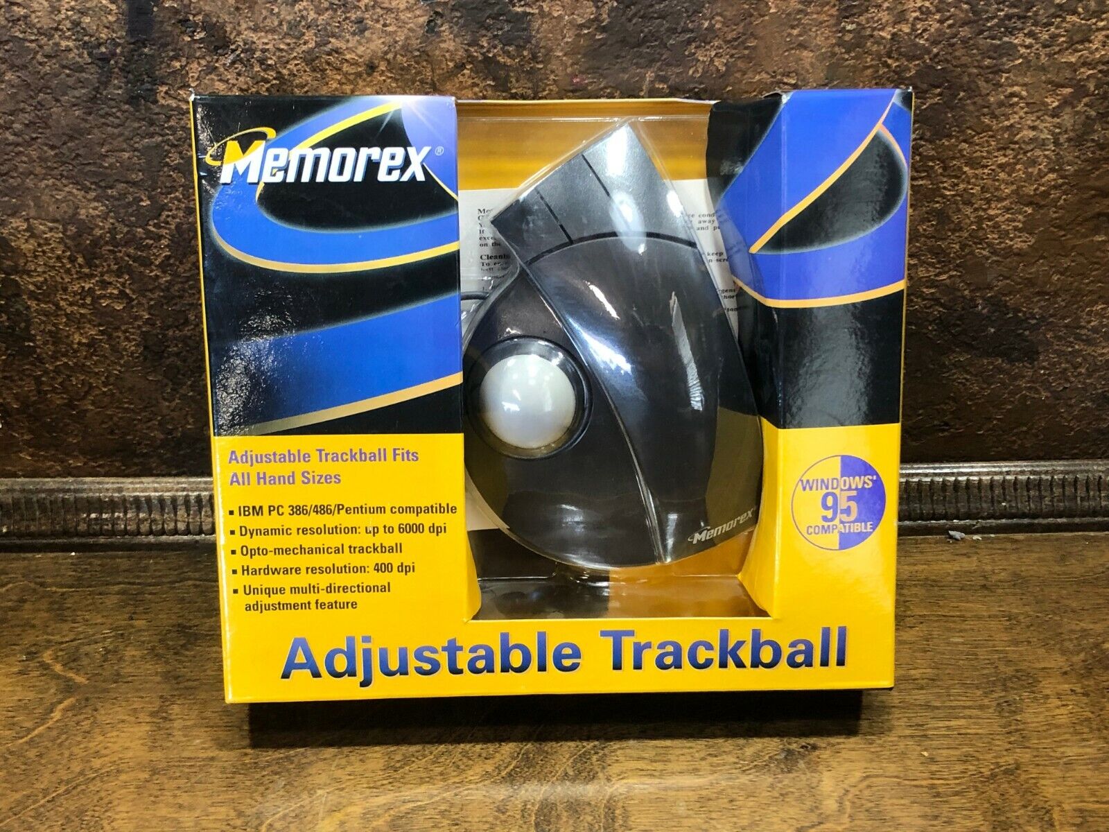 NOS Memorex Adjustable TRACKBALL MOUSE ~ New in Box for Pc 