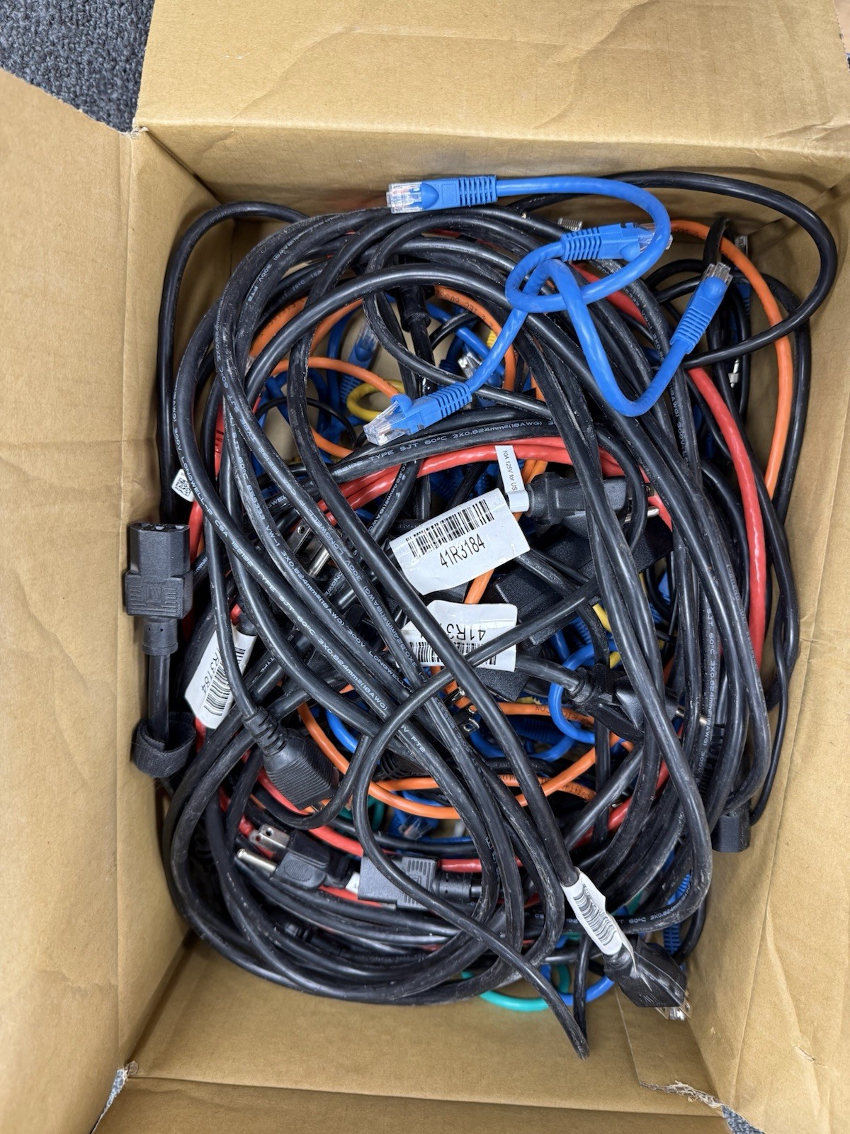 Large Mixed Lot Ethernet Network Patch Cables + Power Cords CAT5e CAT6