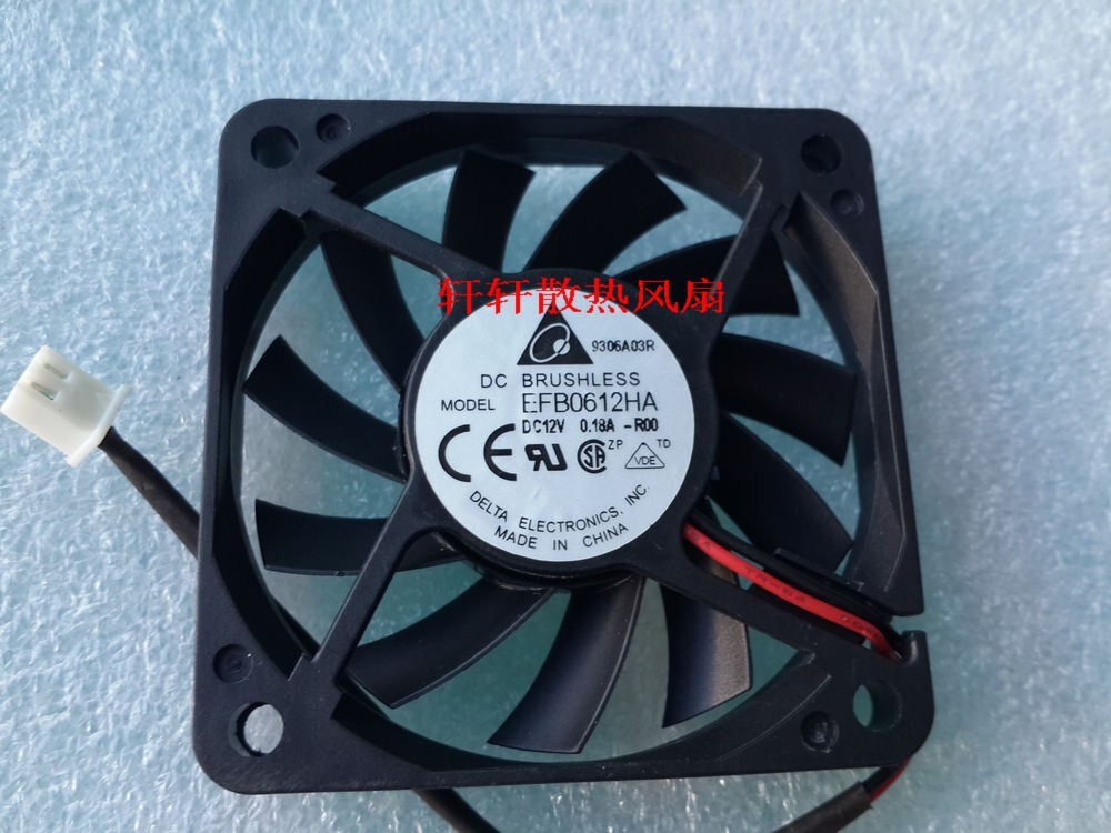 Delta EFB0612HA 6010 12V 0.18A 6CM 2-wire CPU cooling fan