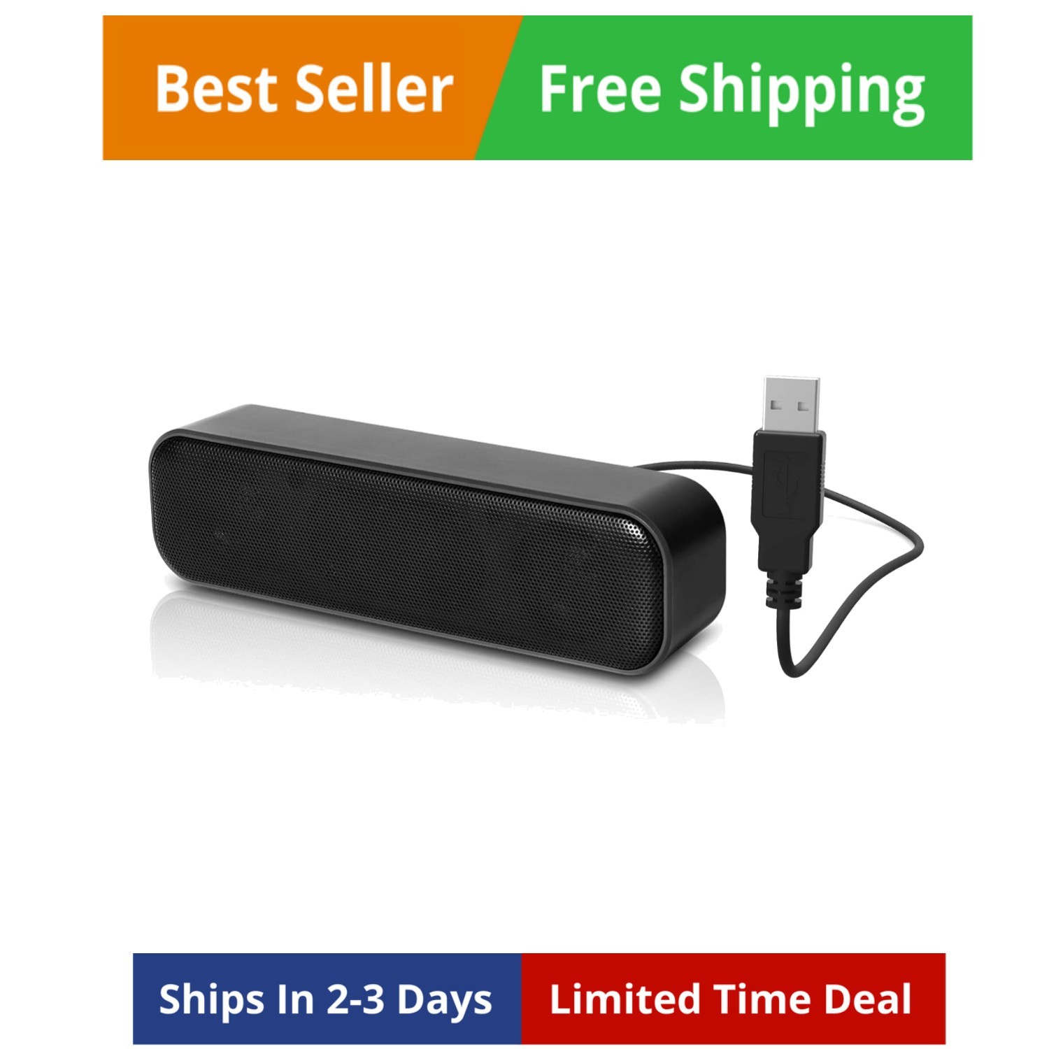 Upgraded] USB Computer /Laptop Speaker with Stereo Sound & Enhanced Bass, Por...