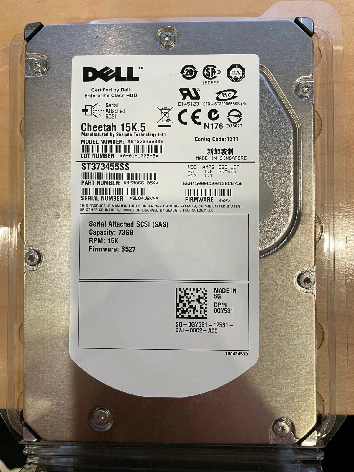 Dell Cheetah 15K.5 73GB, Internal, 15000RPM, 3.5 inch (ST373455ss) Hard Drive