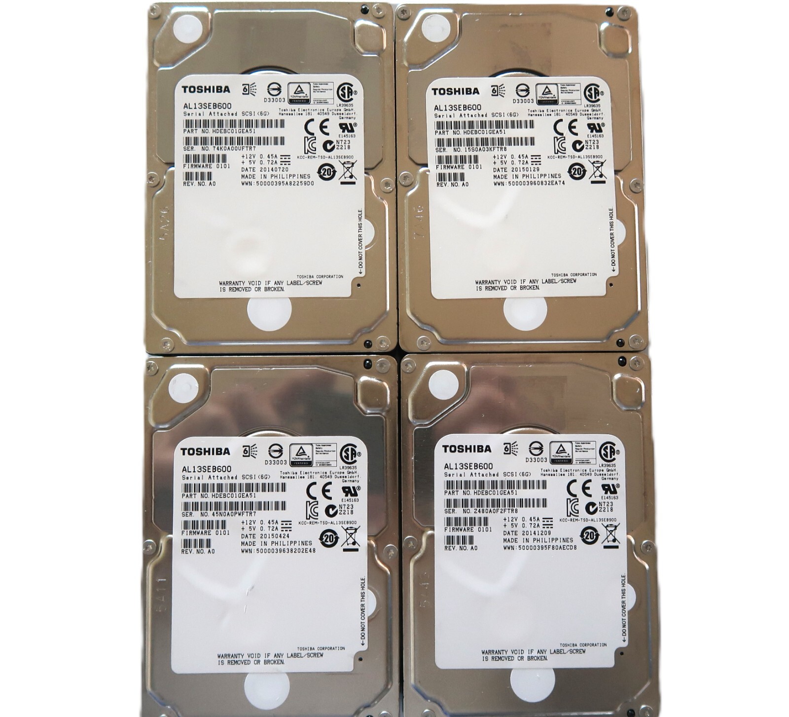 *Lot of 4* 2.5" 600GB 10K SAS 6Gbs Dell R610 R620 R630 R710 R720 R730 Server HDD