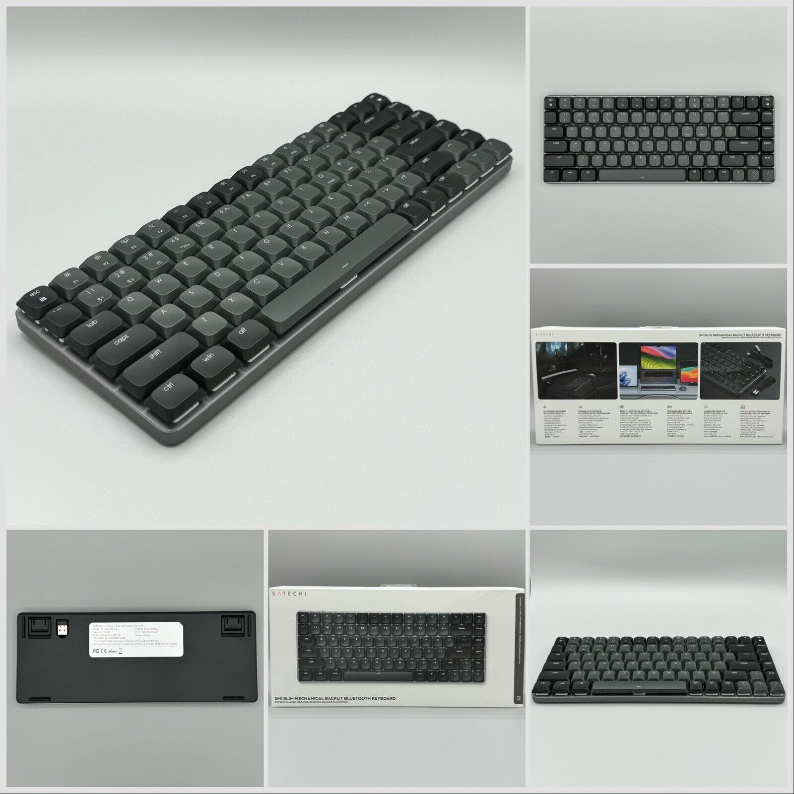 Satechi SM1 Slim Mechanical Backlit Bluetooth Keyboard - Dark