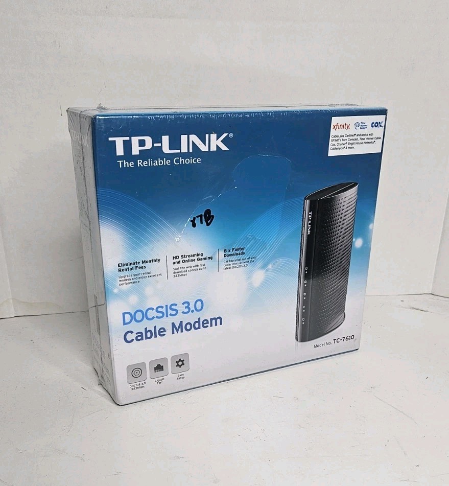 NIB TP-Link TC-7610 DOCSIS 3.0 Cable Modem  Xfinity Spectrum Cox Internet