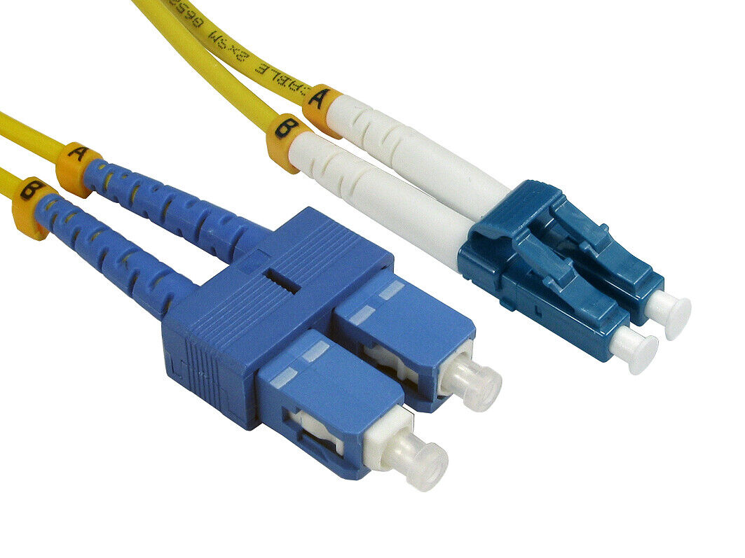 15 PACK LOT 30m LC-SC Duplex 9/125 OS2 Singlemode Fiber Cable OFNR Yellow 100FT