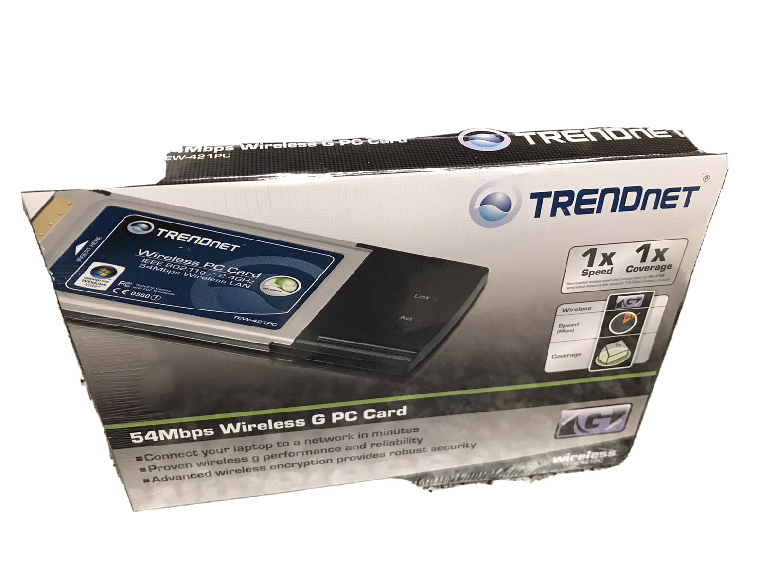 Trendnet TEW-421PC 54Mbs wireless G pc card 710931502503 sealed new in box