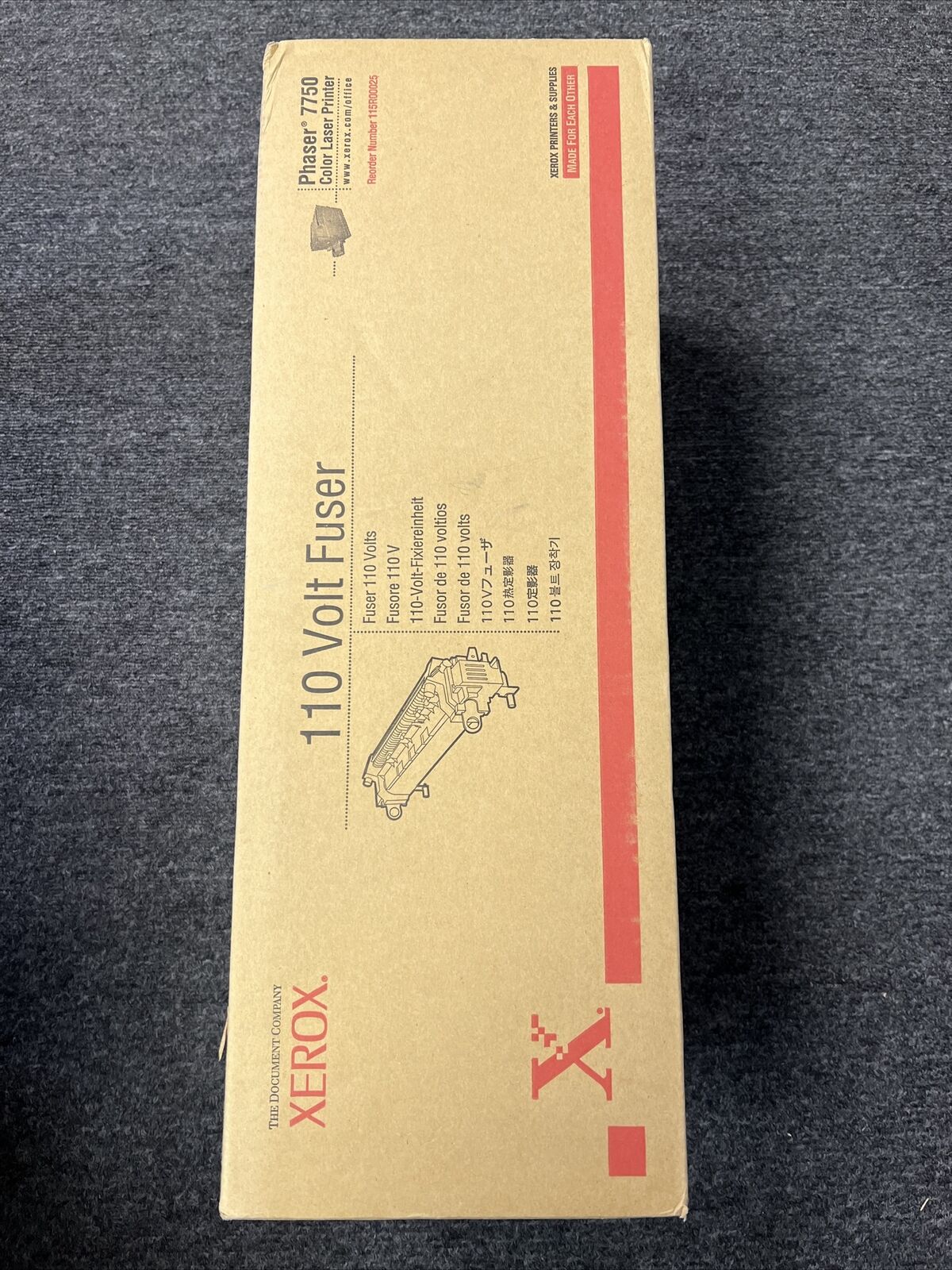 New Factory Sealed Genuine Xerox 115R00025 Phaser 7750 110 Volt Fuser