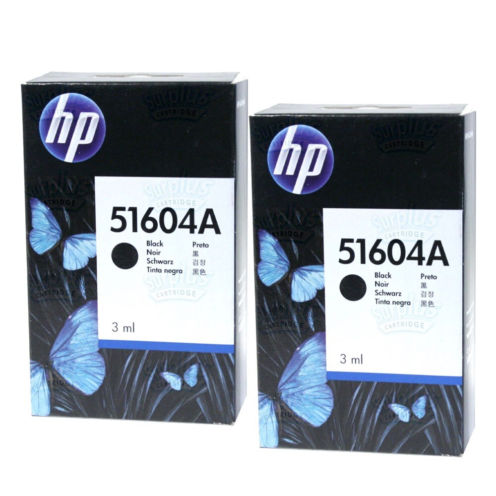 2PK Genuine HP 51604A Black Ink Cartridge Quietjet 2228A 2227B ThinkJet 2225