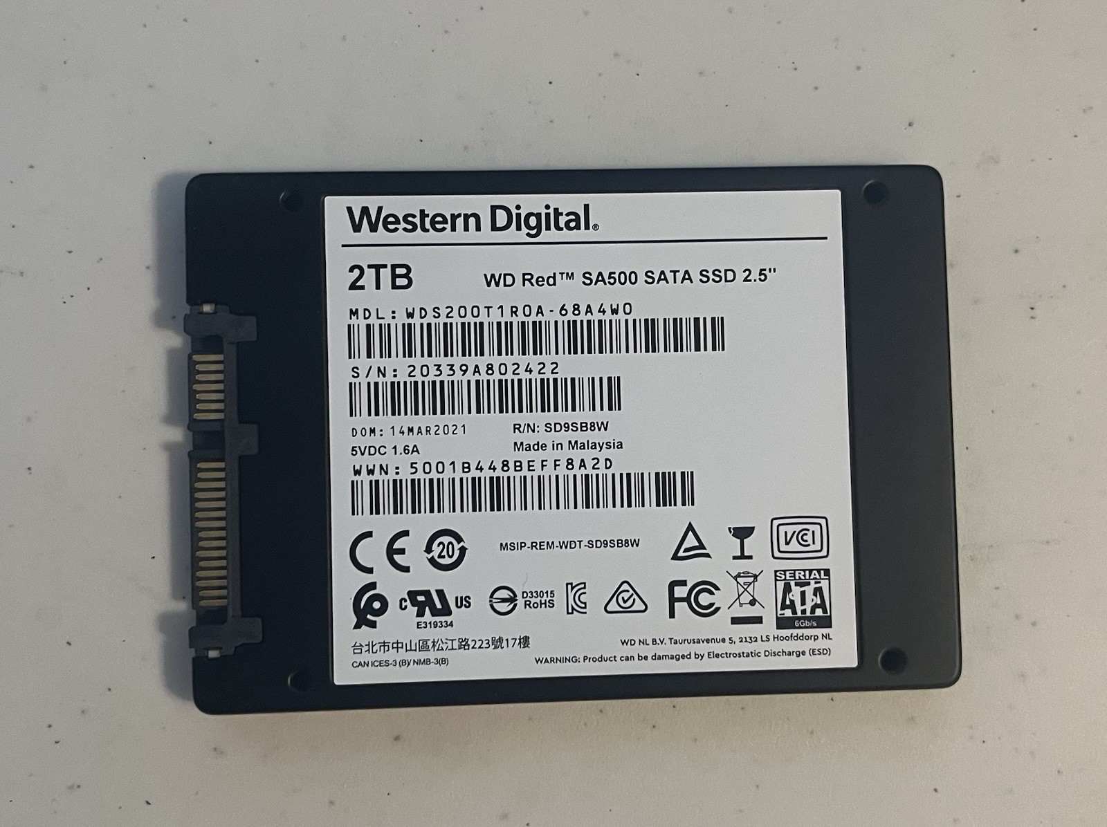 WDC 2TB 2.5" SATA SSD WD Red SA500 (NAS), GRADE A