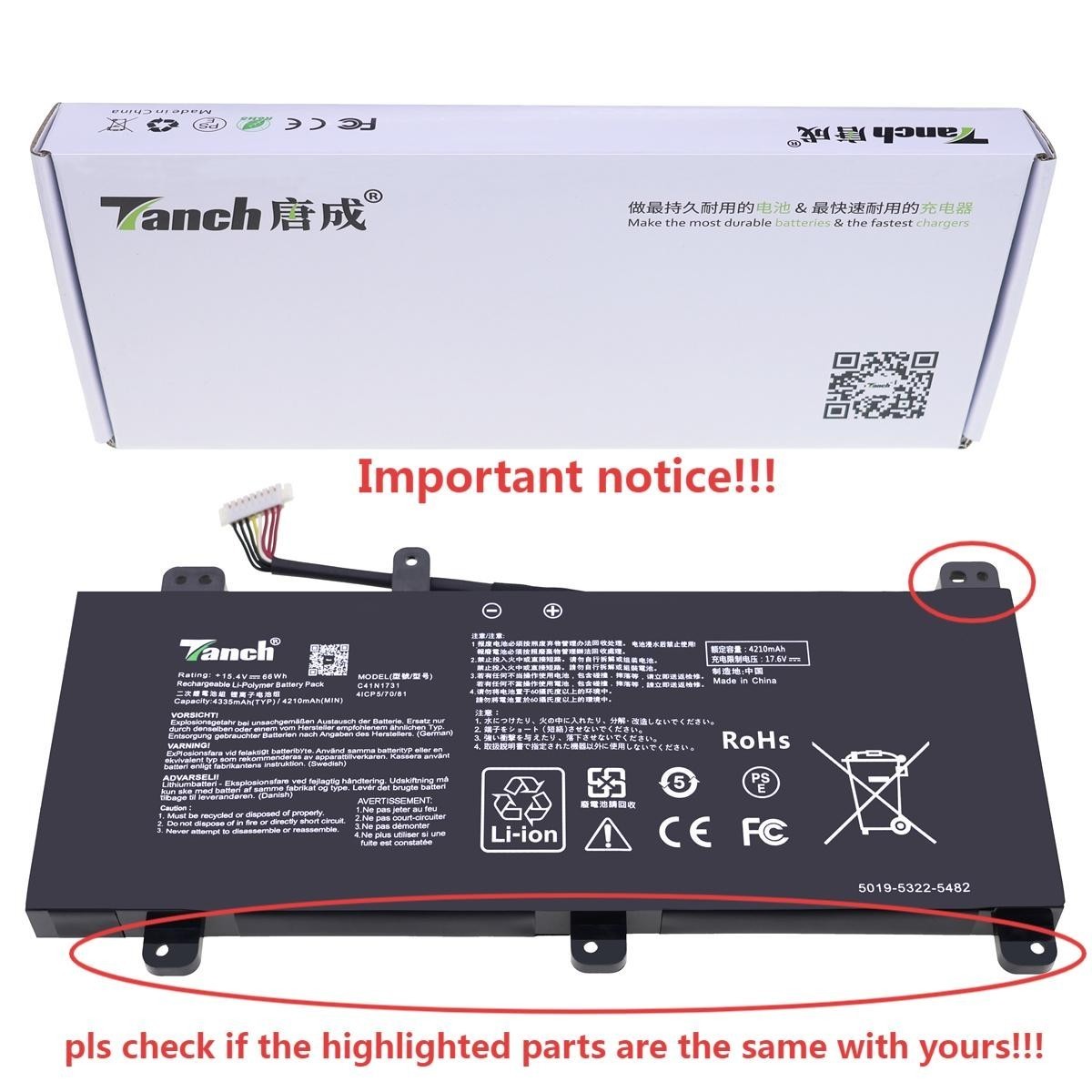 Original C41PNJ5 C41POJ5 battery for ASUS ROG Strix SCAR 15 G532 17...