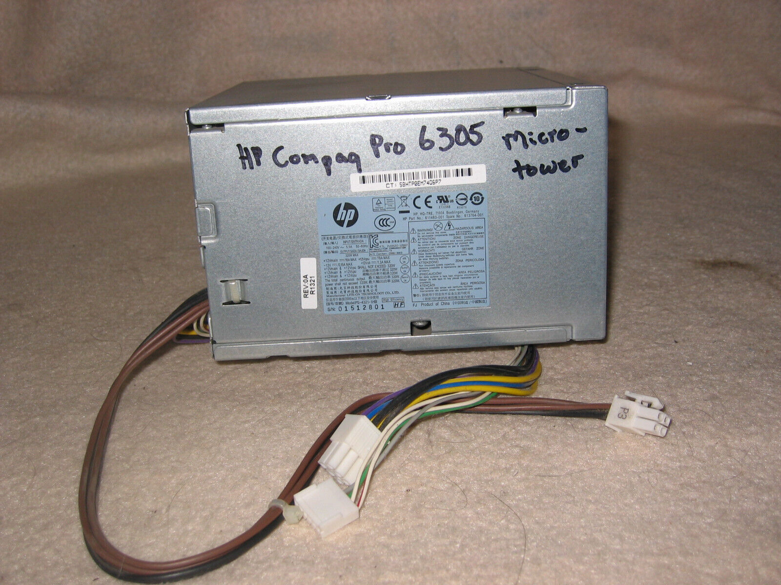 HP DPS-320NB-1A 8200 320W Elite Power Supply 611483-001 Pro 6300 6305 Microtower