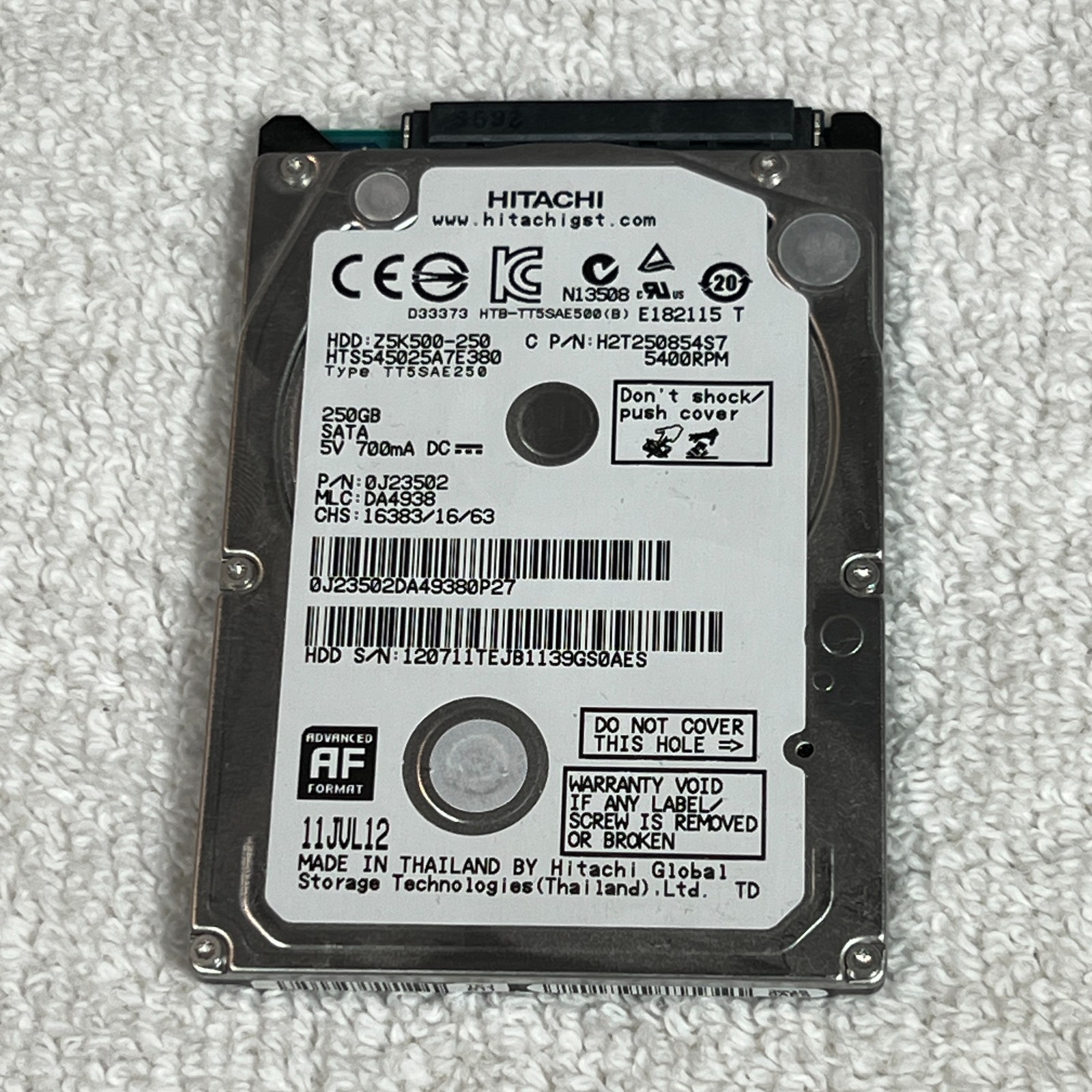 Hitachi 250GB 5400RPM SATA HDD Hard Drive