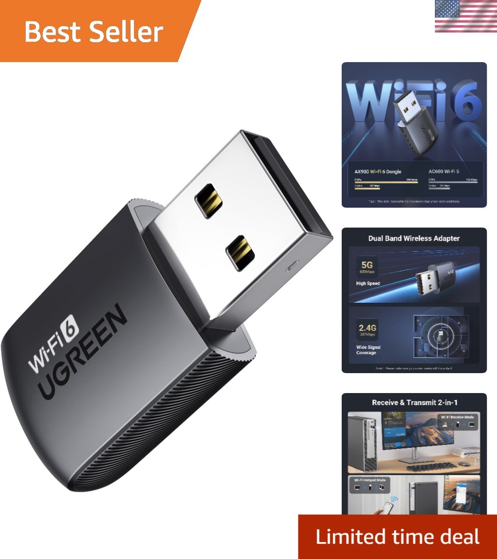 High-Speed USB WiFi 6 Adapter for Desktop PCs - AX900, Easy Driver Installation