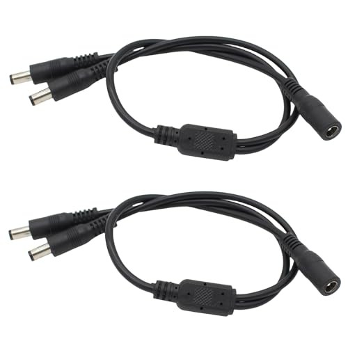 DC Power 1 Female to 2 Male Splitter Cable, 2 Pack Pure Copper 5.5mm x 2.1mm DC