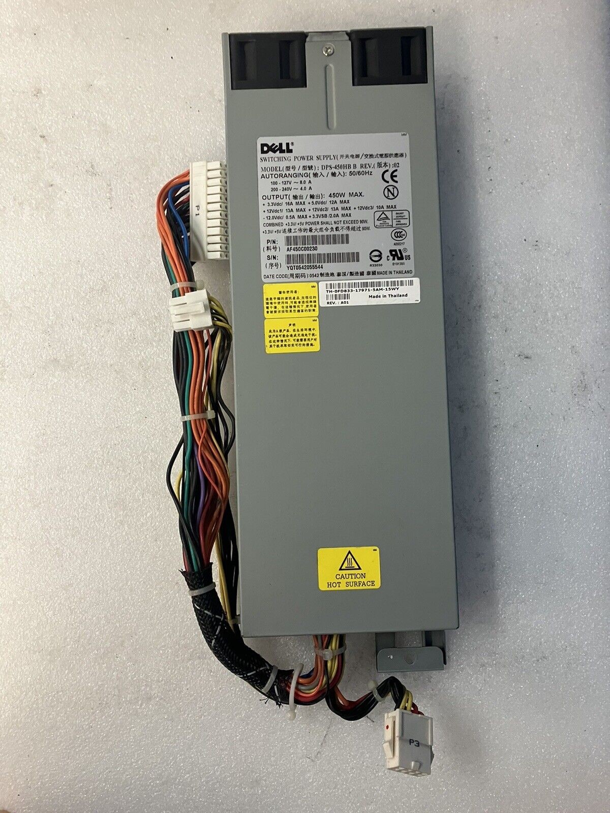 GENUINE Dell FD833 0FD833 DPS-450HB B 450W Power Supply PSU AF450C00230 ~