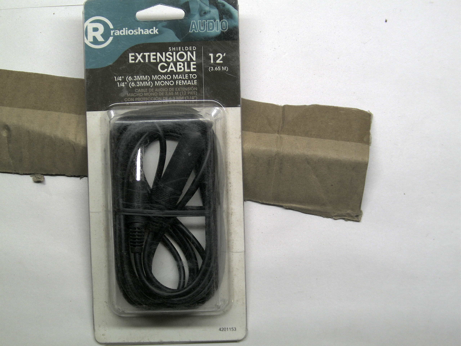 Radio Shack Shielded Extension Cable 1/4" Mono Male To 1/4" Mono Female 12' Ft