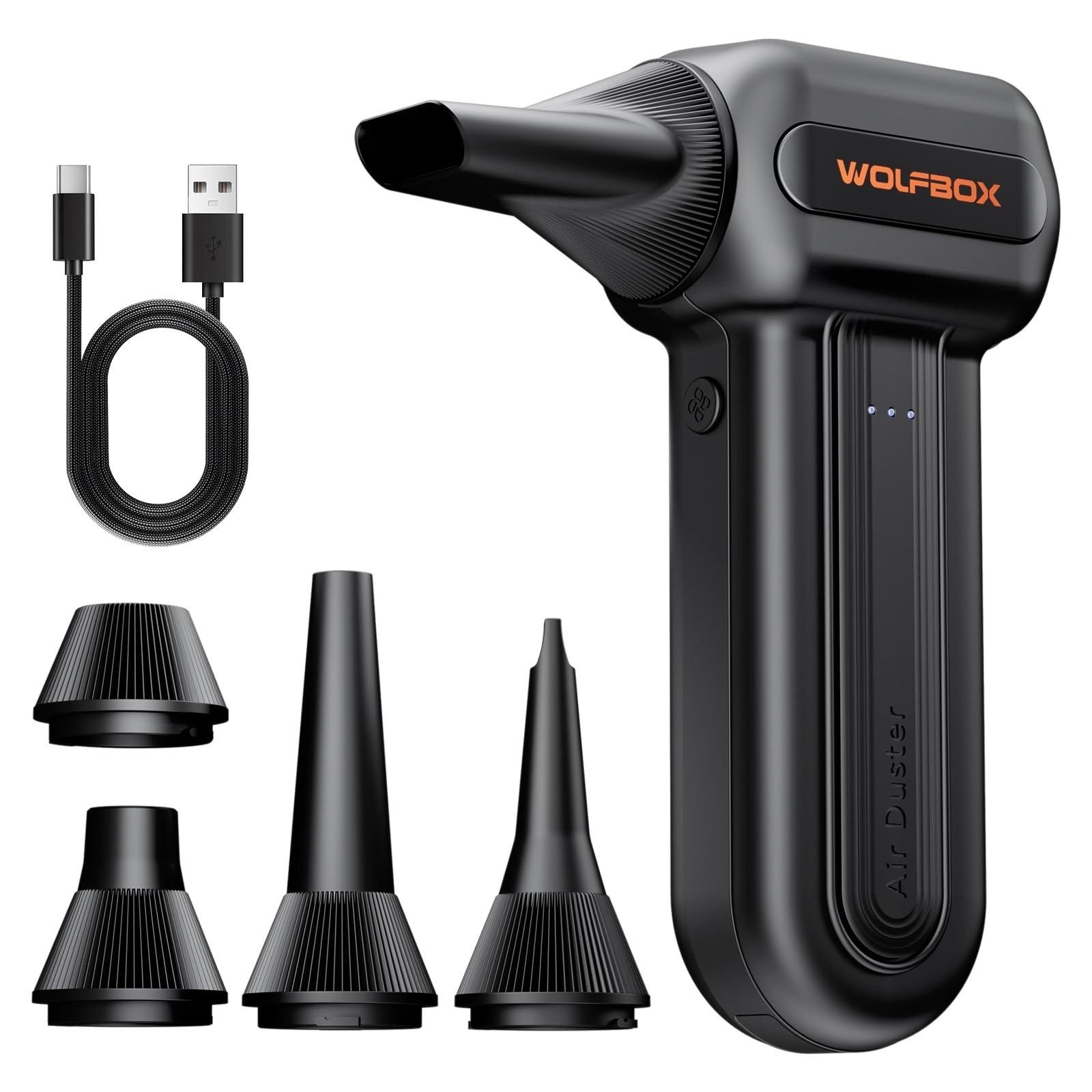 WOLFBOX MF60 Compressed Air Duster, Cordless Electric 3-Speed PC Keyboard