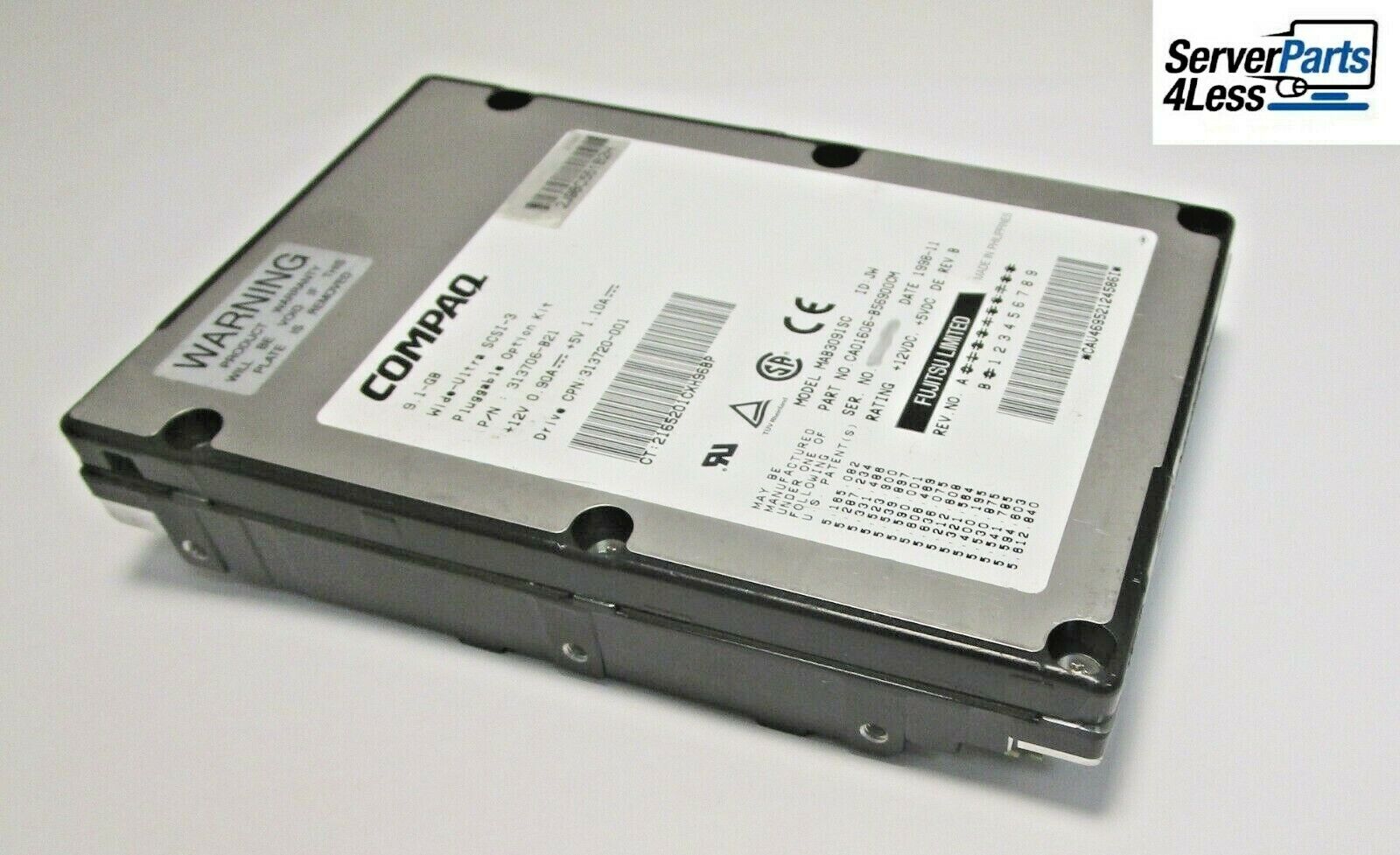 313720-001 Compaq 9.1GB Wide Ultra SCSI-3 Pluggable 7200RPM 80Pin HDD 313706-B21