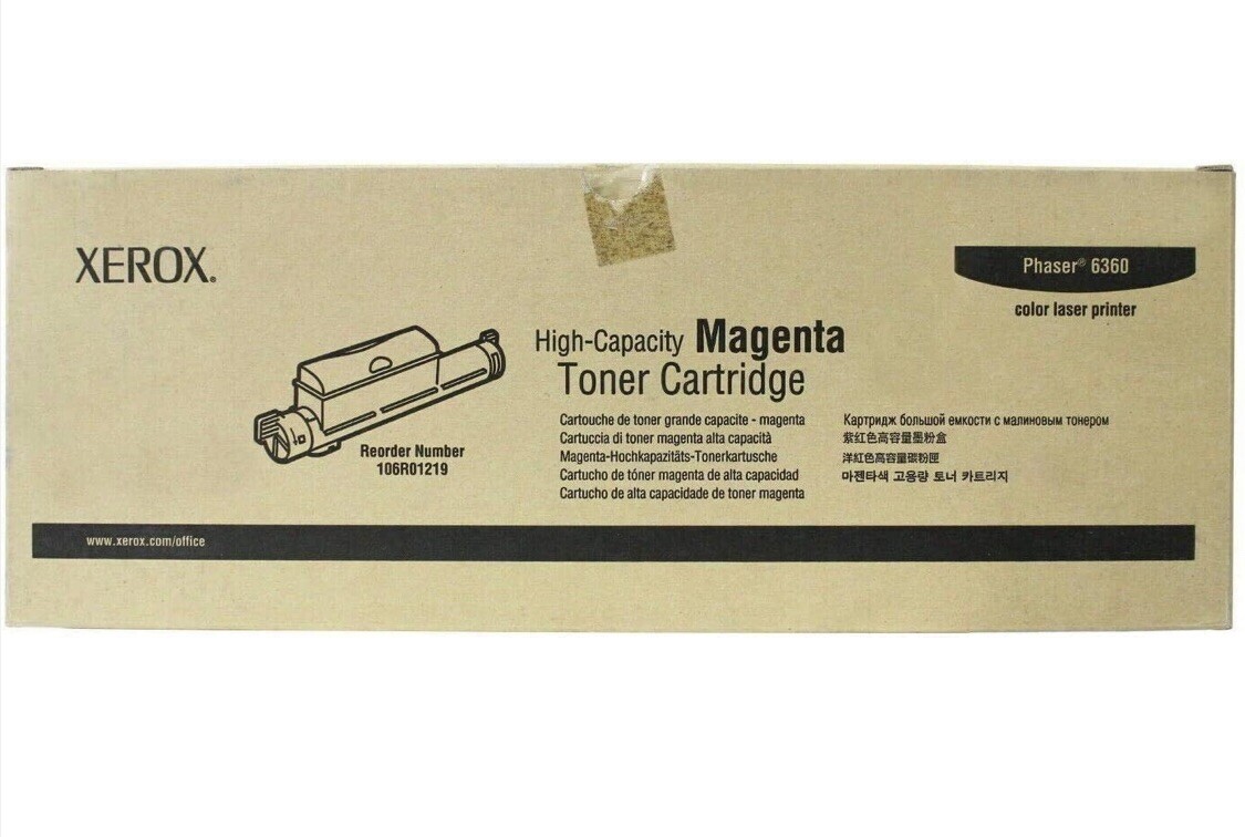XEROX Genuine 106R01219 MAGENTA High Capacity Toner Cartridge Phaser 6360 ~New