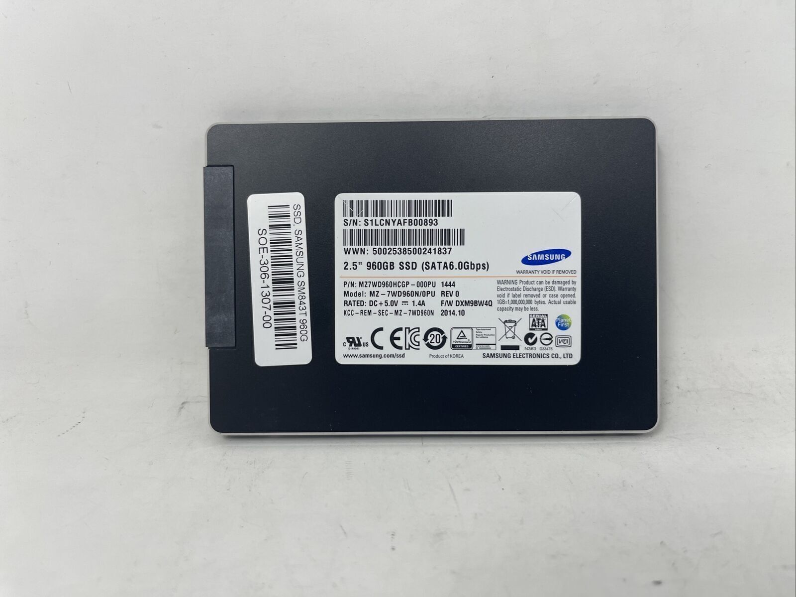 Samsung SV843 MZ-7WD960T/003 960GB 2.5in 6Gbps Mixed Use SATA SSD