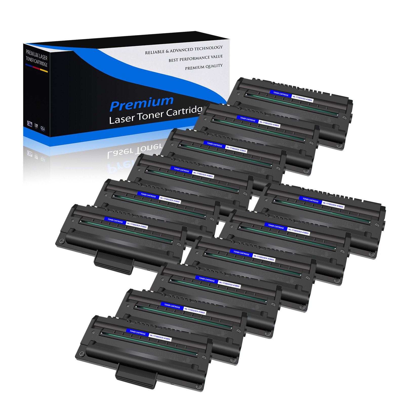 10PK ML1710 High Yield Toner Cartridge For Samsung ML-1710D3 ML-1740 ML-1750 BK