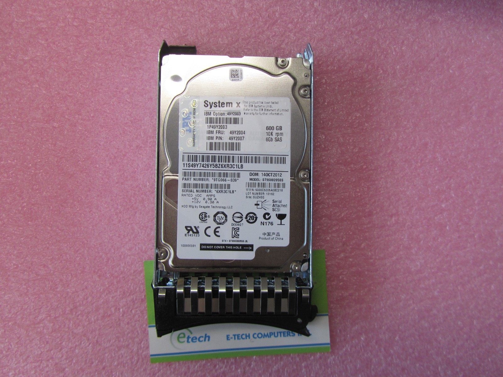 49Y2003, 49Y2004- IBM 600GB SAS 10K SFF HS FOR x3650m3 x3650m4 HS22 HS23 x3500m4