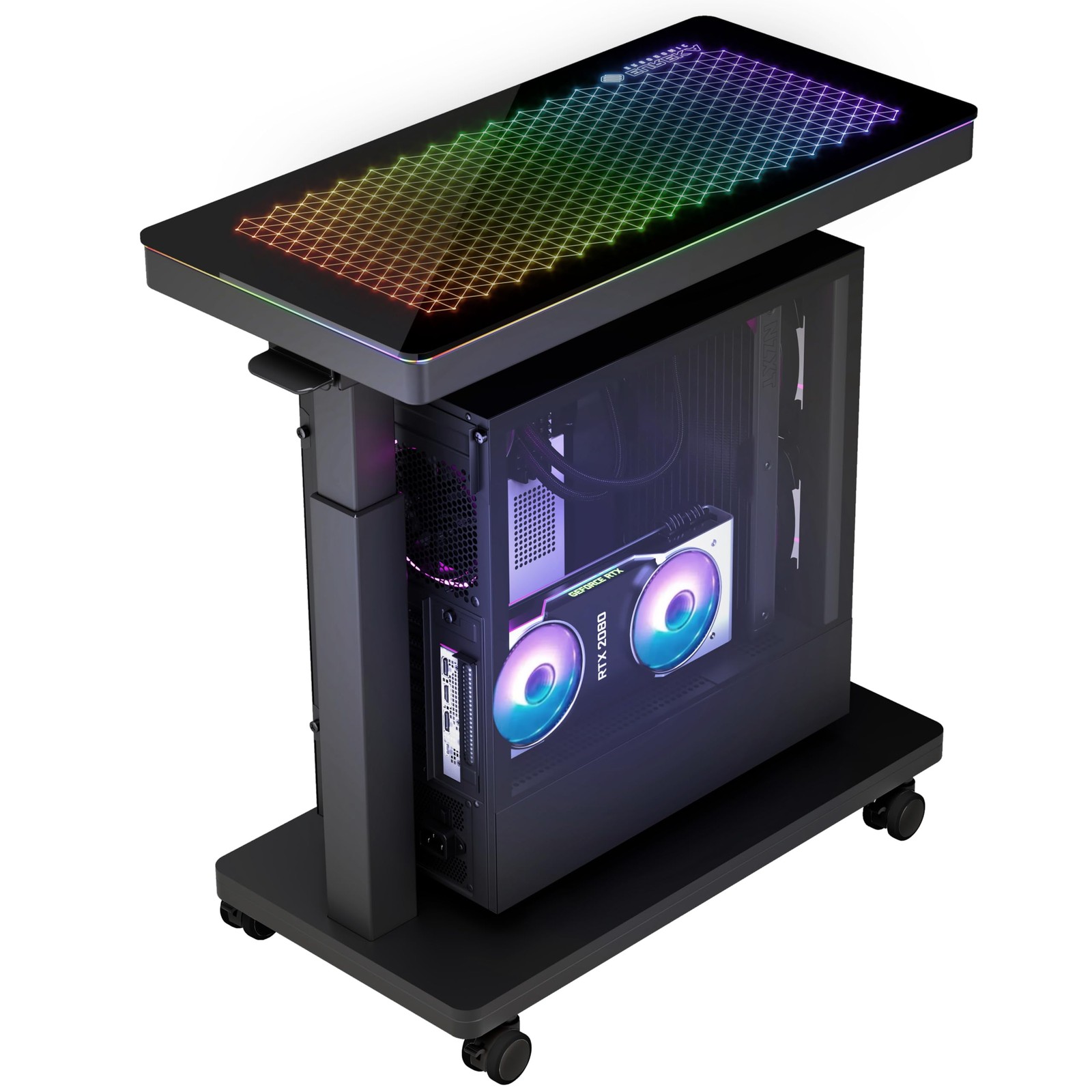 EUREKA RGB Illuminated Computer Tower Stand 2-Tier CPU Holder
