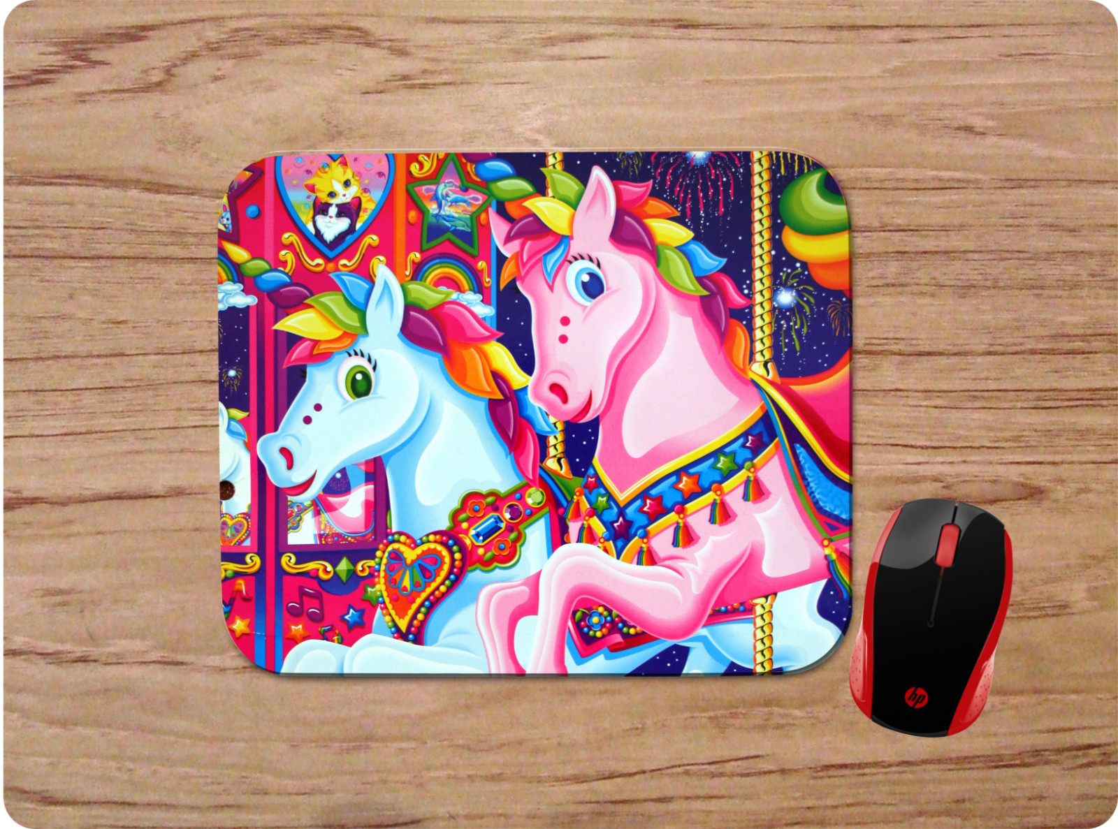 COLORFUL CAROUSEL UNICORN KITTIES CUSTOM MOUSE PAD MAT HOME SCHOOL OFFICE GIFT
