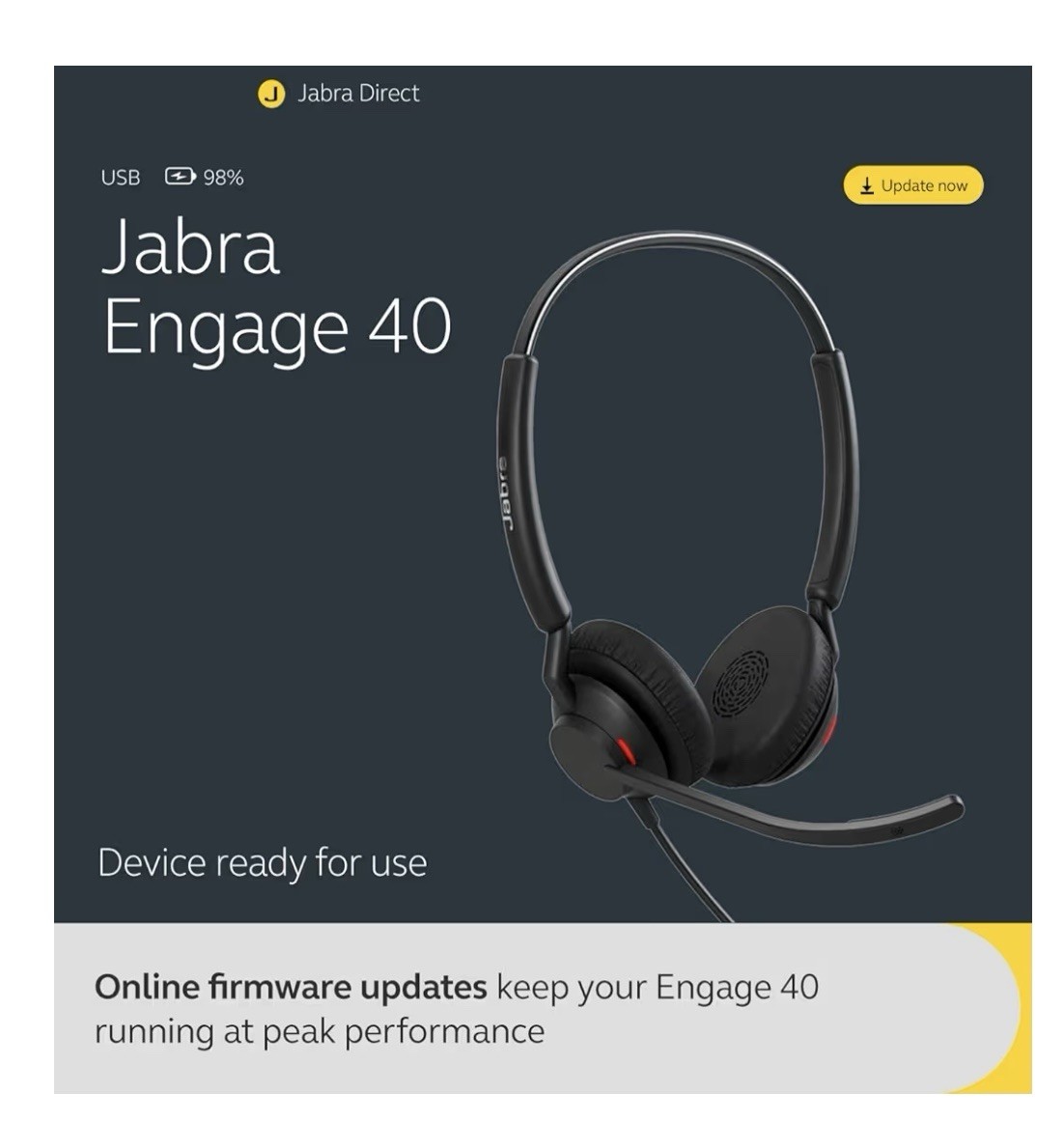 Jabra Engage 40 Inline Link, Stereo, USB-A, MS W29O Version: B New