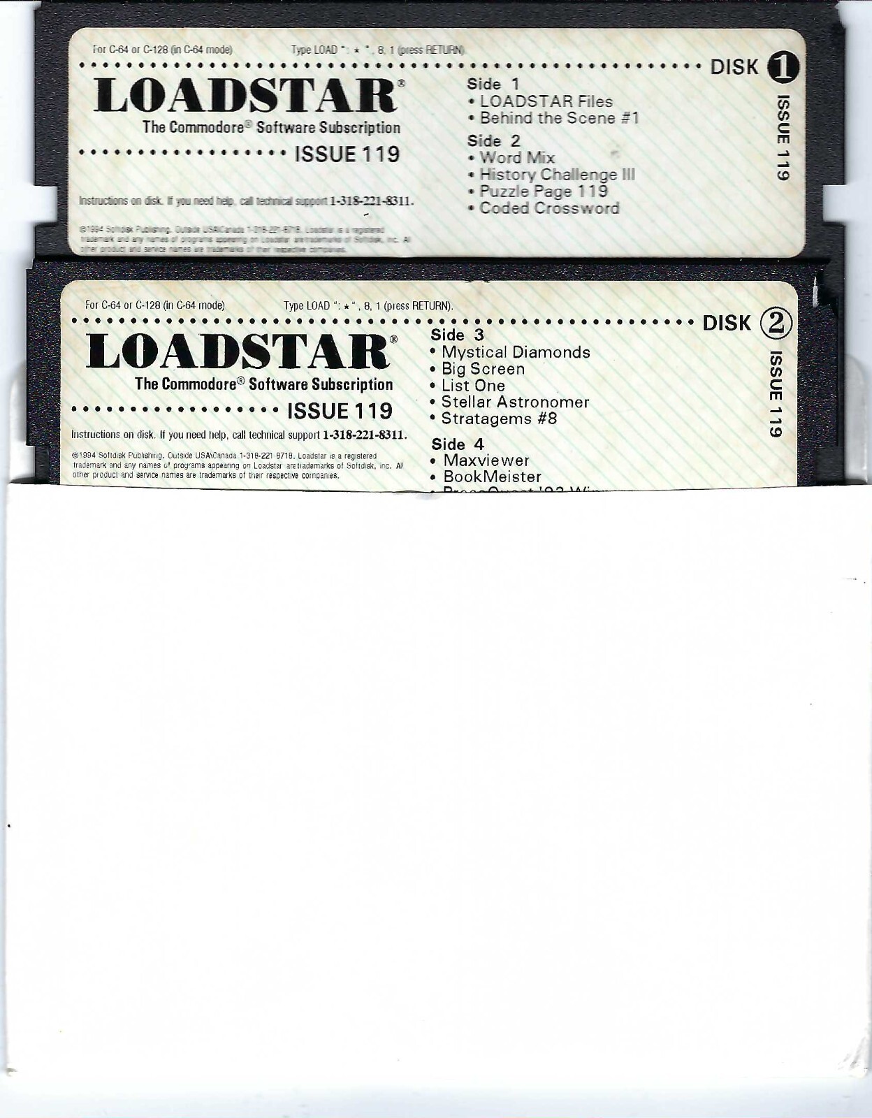 ITHistory SOFTWARE COMMODORE (1994)   LOADSTAR Issue 119 1-4 Softdisk  64/128 OF