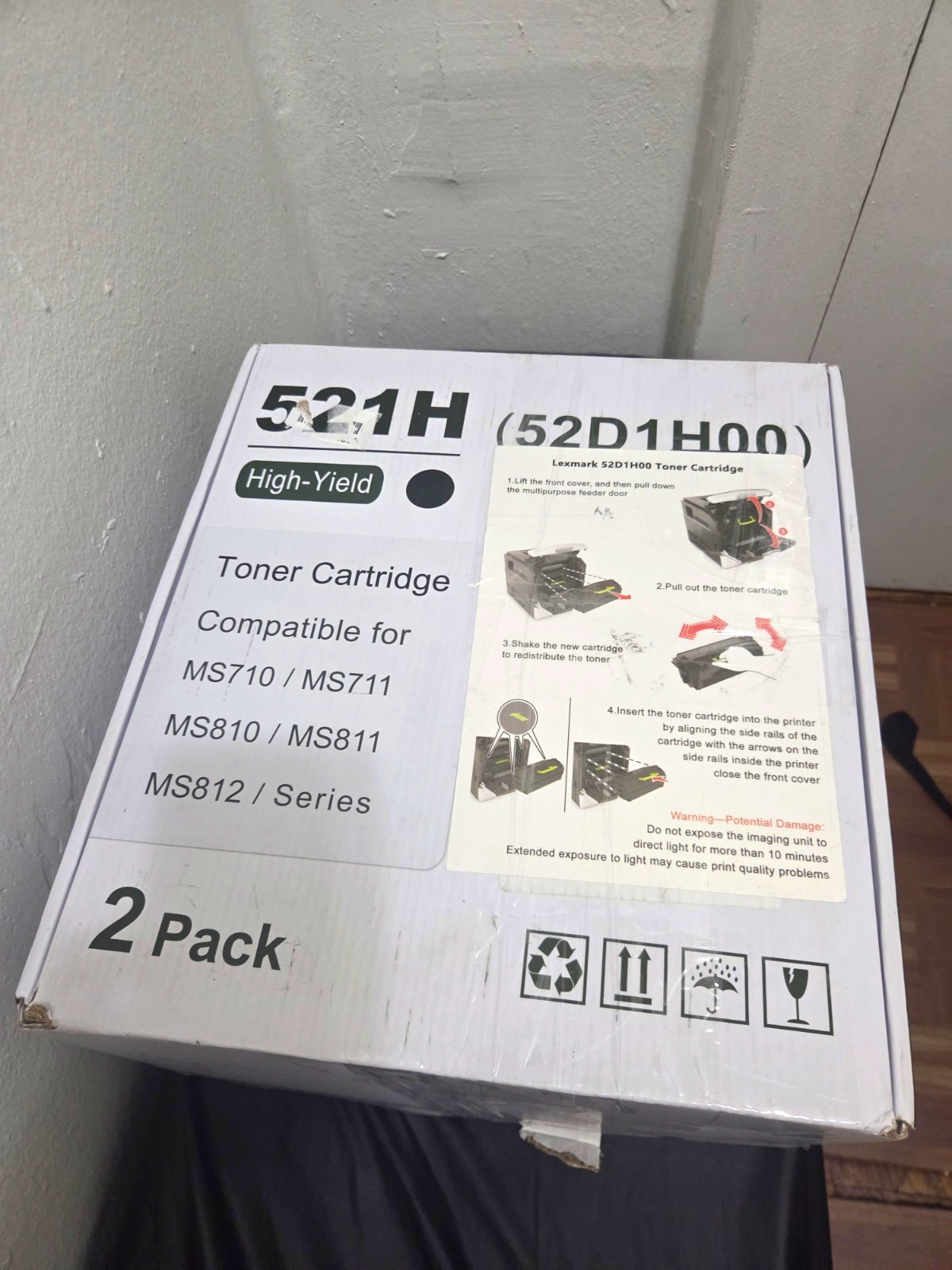 52D1H00 High-Yield Black Laser Toner Cartridge 2 Pack for Lexmark MS710