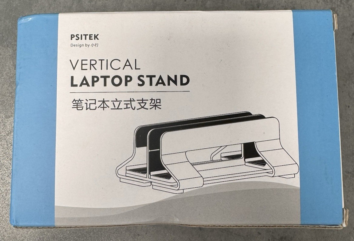 Psitek Dual Vertical Laptop Stand Adjustable Holder 10-30mm Thickness Black