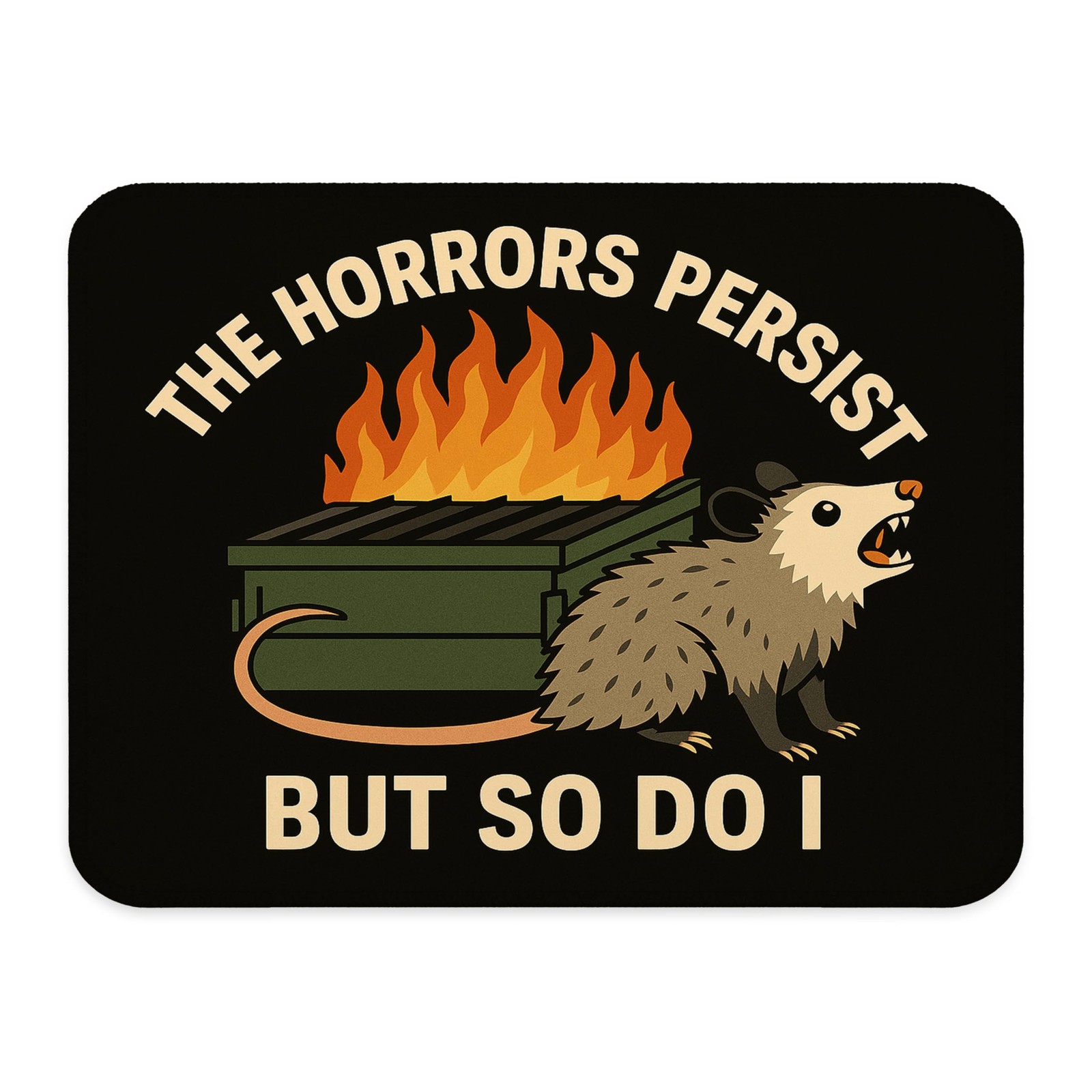 Funny Sarcastic Opossum Dumpster Fire Mouse Pad Office Desk Mat 9.5x7.9 Inch