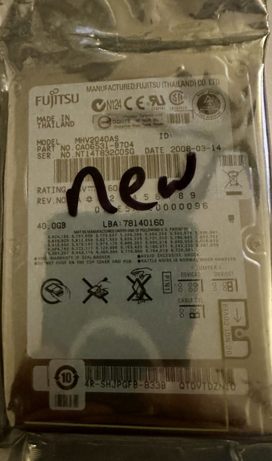 Fujitsu 2.5 IDE Hard Drive MHV2040AS CA06531-B704 78140160 40GB