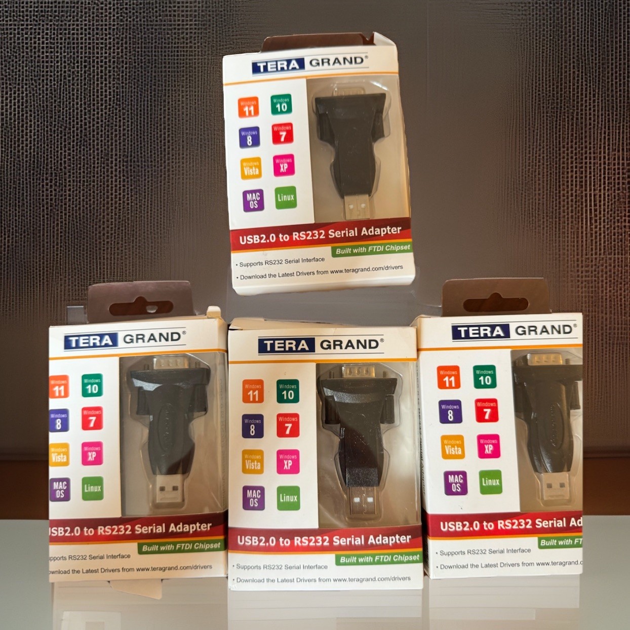 (4) Tera Grand USB to RS232 Serial DB9 Adapter FTDI Chipset Up To Win 11