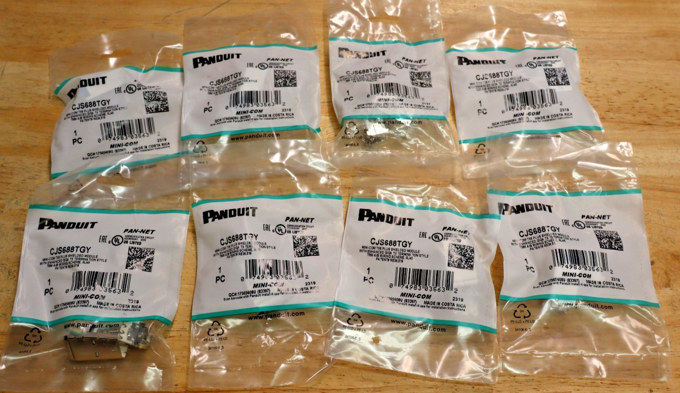 Lot of 10 PANDUIT CJS688TGY-24 MINI-COM TX6 SHIELDED GIGA-TX CATEGORY JACK CAT6