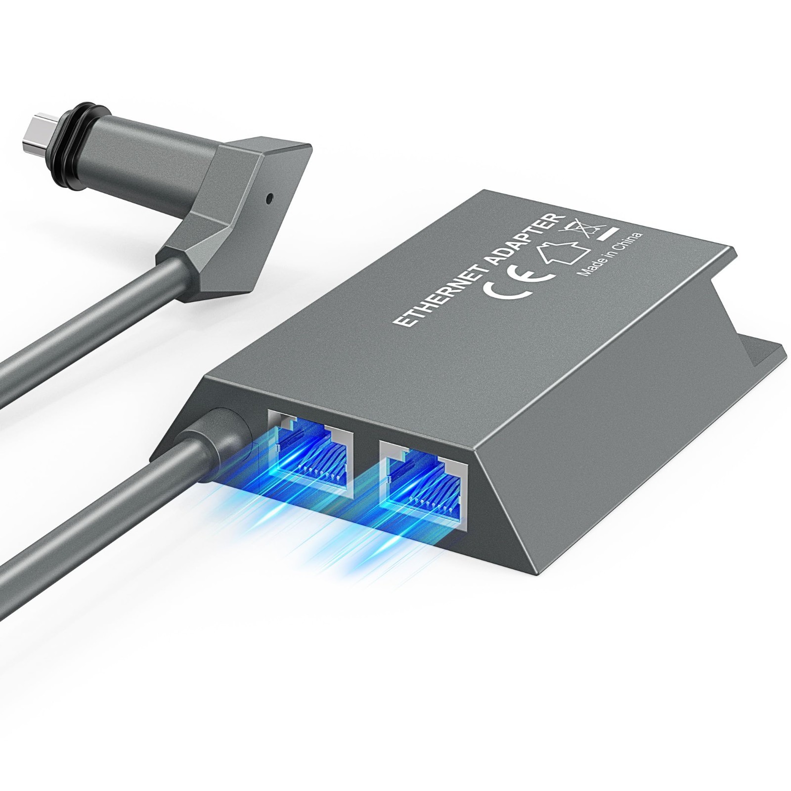 Starlink Actuated Gen 2 Ethernet Adapter 2-Port Gigabit Wired Network Grey