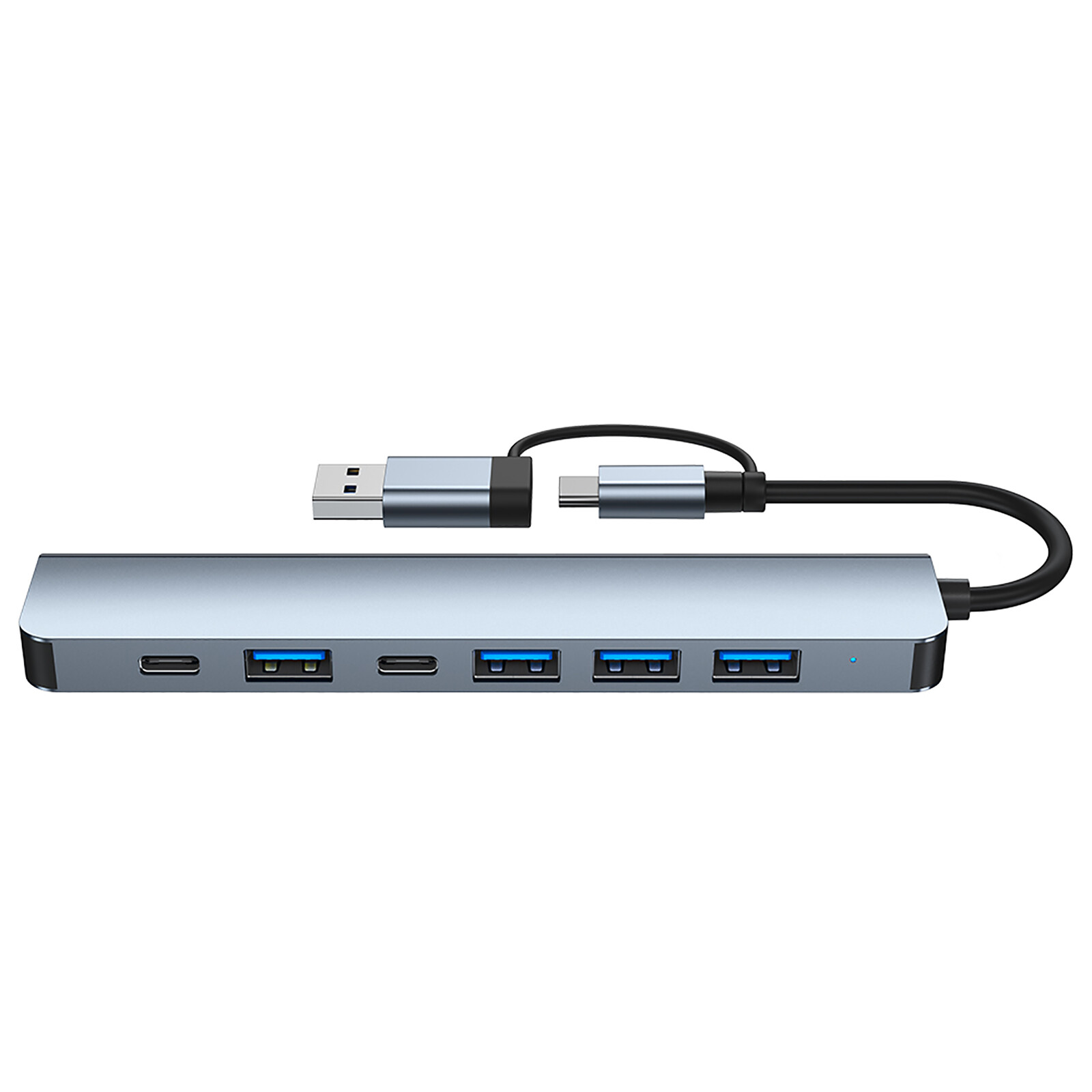 CAMVATE 7-in-2 Docking Station Portable USB-C/A Hub w/USB-C PD 5W 5Gbps Data Tra