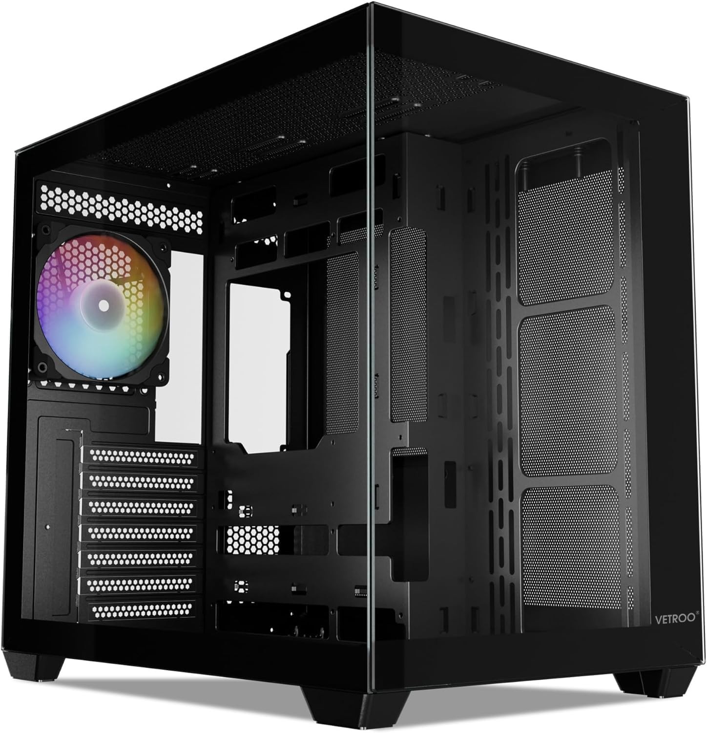 AL900 ATX PC Case with 270° Full View Tempered Glass, Pre-Installed ARGB & PW...
