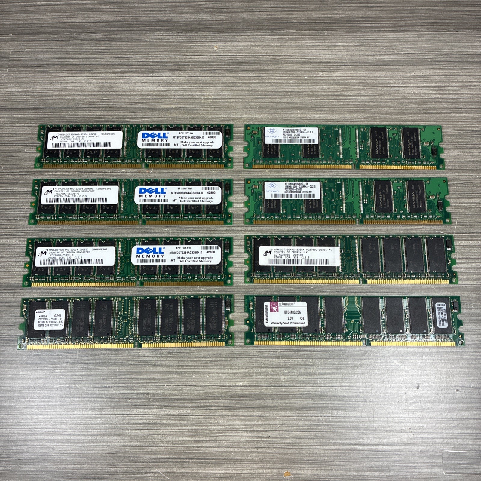 Lot of 8 Legacy Desktop RAM 256MB 128MB DDR1 PC2100 PC2700 Kingston Samsung etc