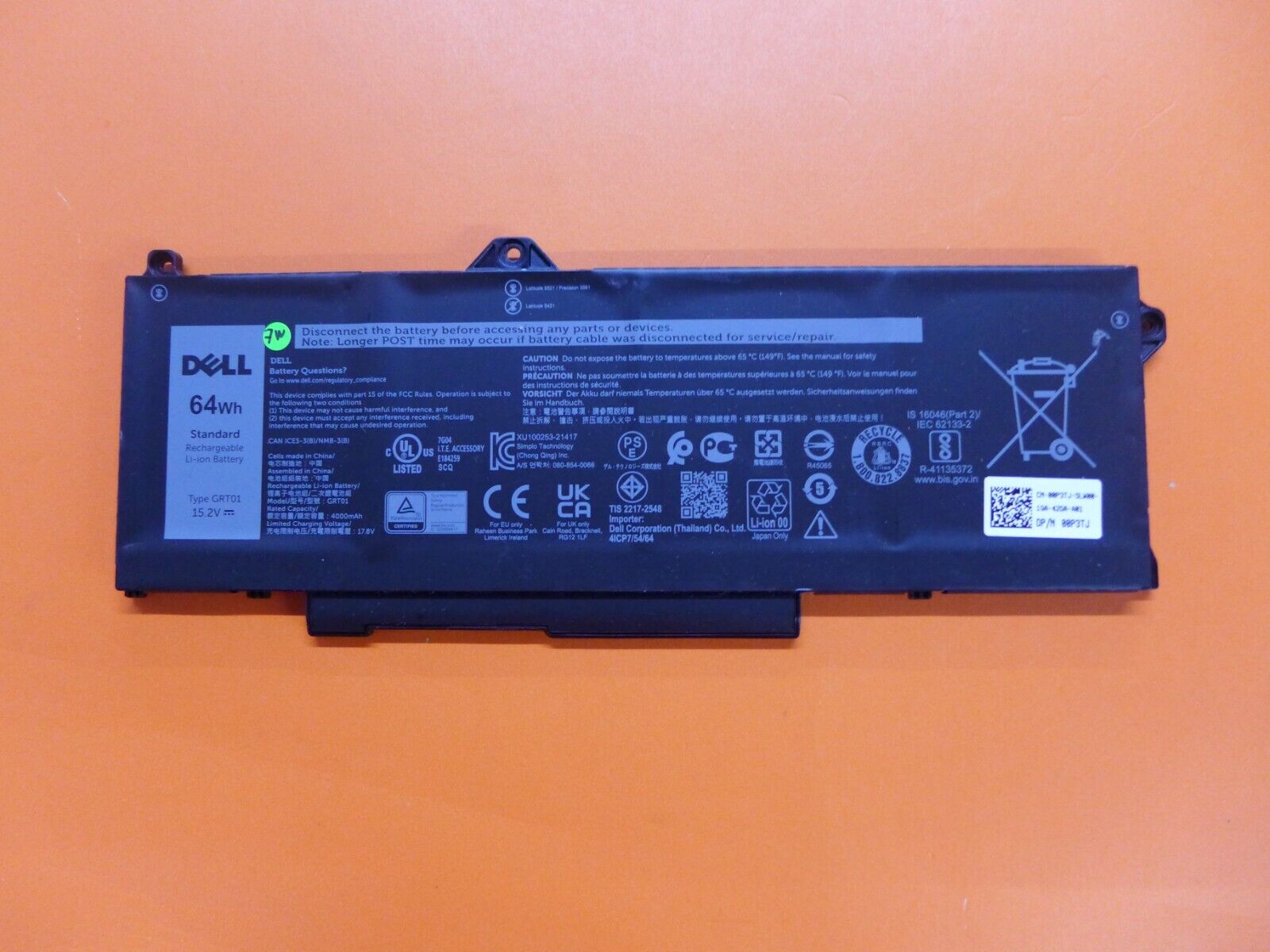 New Genuine Dell Precision 3571 Battery 15.2V 64Wh 4000mAh R05P0 GRT01