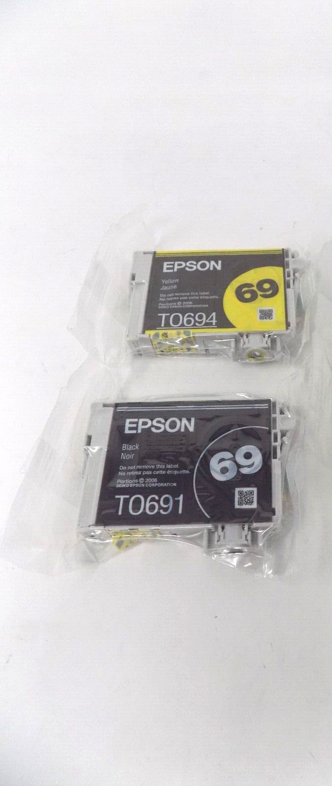 Genuine Epson 69 Ink Cartridges Black + Yellow T0691 T0694 Sealed TWO FREE