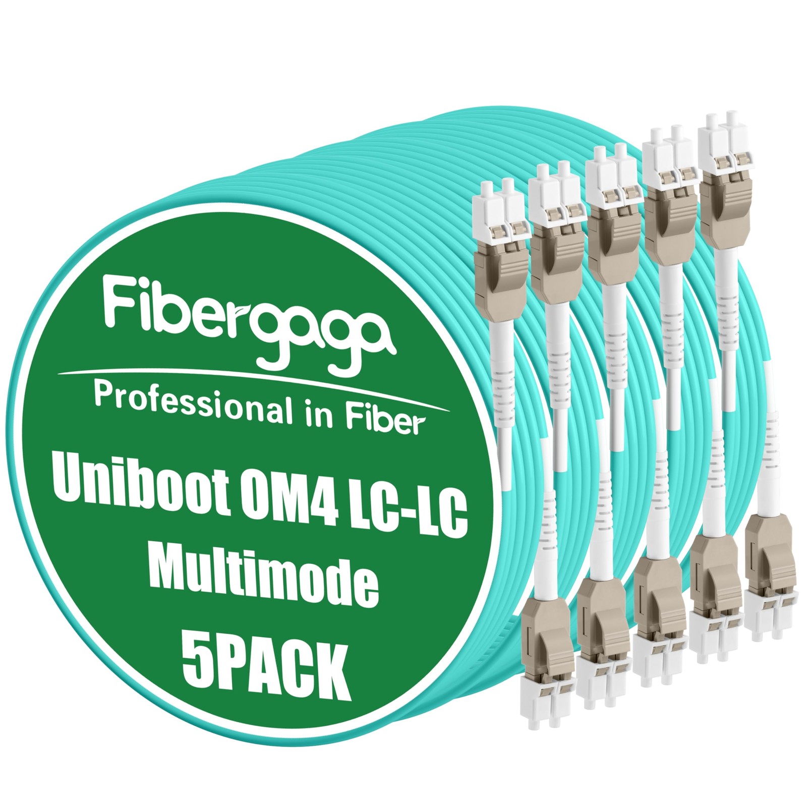 5 PCS Uniboot OM4 LC To LC Fiber Patch Cable Duplex 10GB 50/125m 0.5M 1.6ft