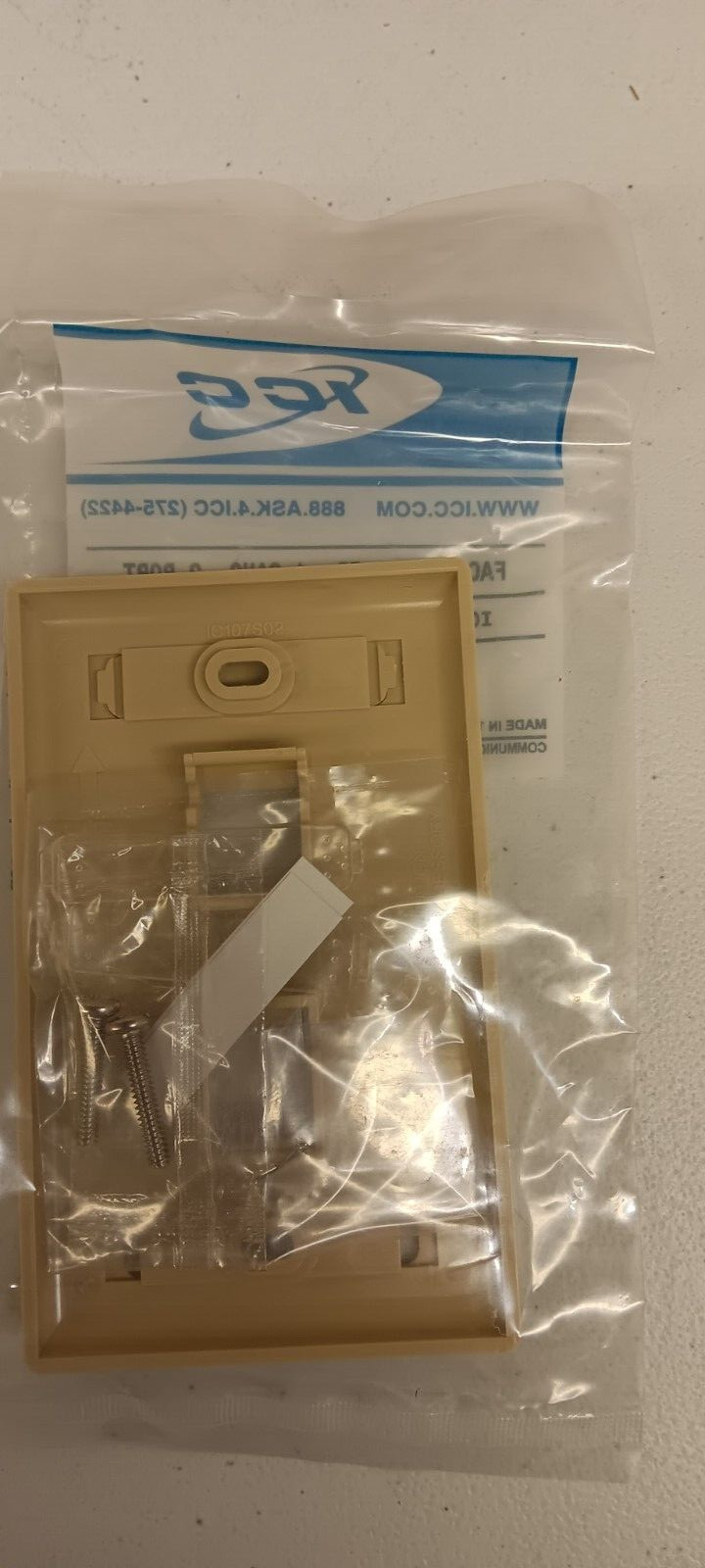 ICC 2 port ivory faceplate