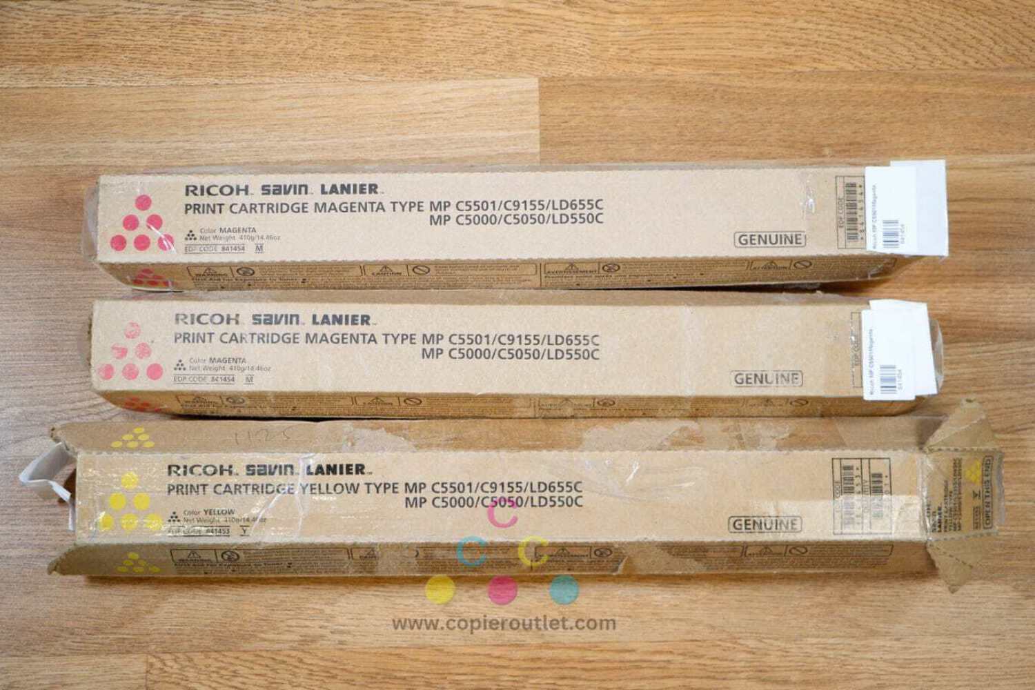 Cosmetic Ricoh MP C5000 C5501 C9155 LD655C 2 Magenta & Yellow Print Cartridges
