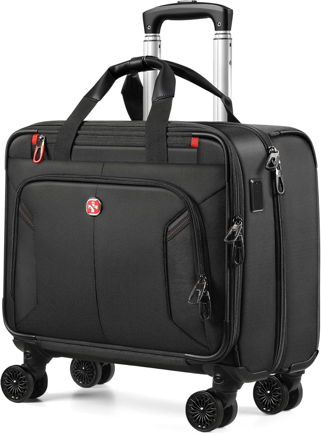 Star Cloud Rigid Frame Roling Laptop Bag on Wheels, Rolling Briefcase with USB &