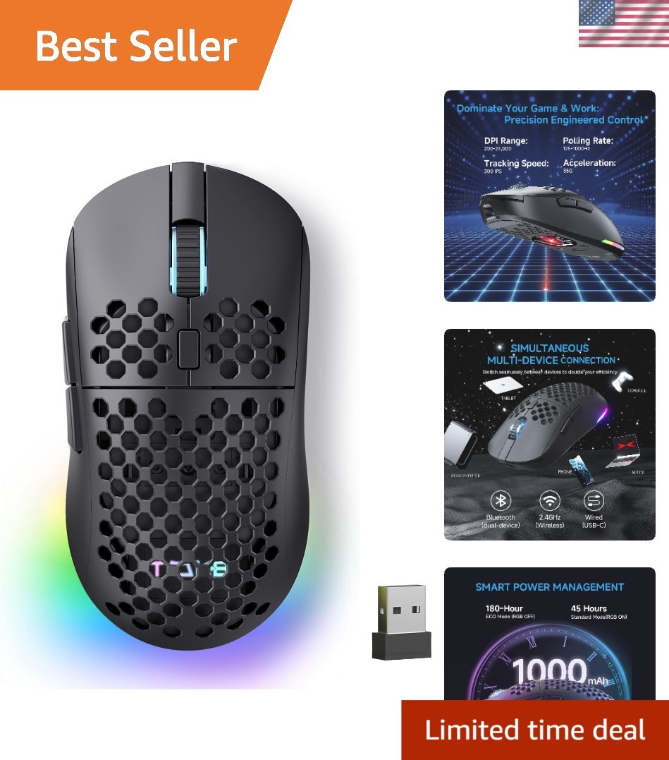 TMKB Falcon M1 Gaming Mouse: Ergonomic Design, 180-Hour Playtime, Programmable