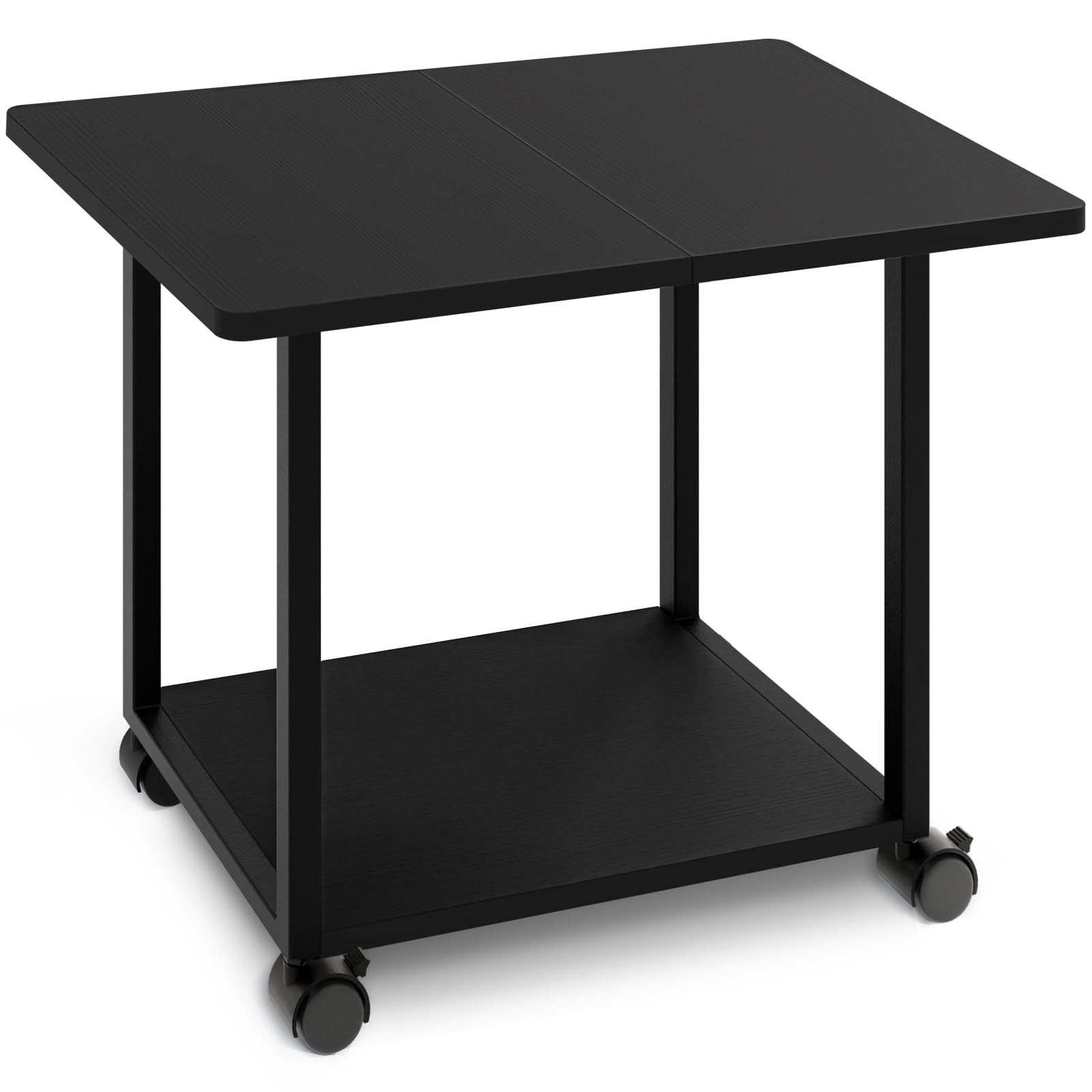 22x15.75 Inch Black Large Under Desk 2Tier Rolling Printer Stand Cart Shelf