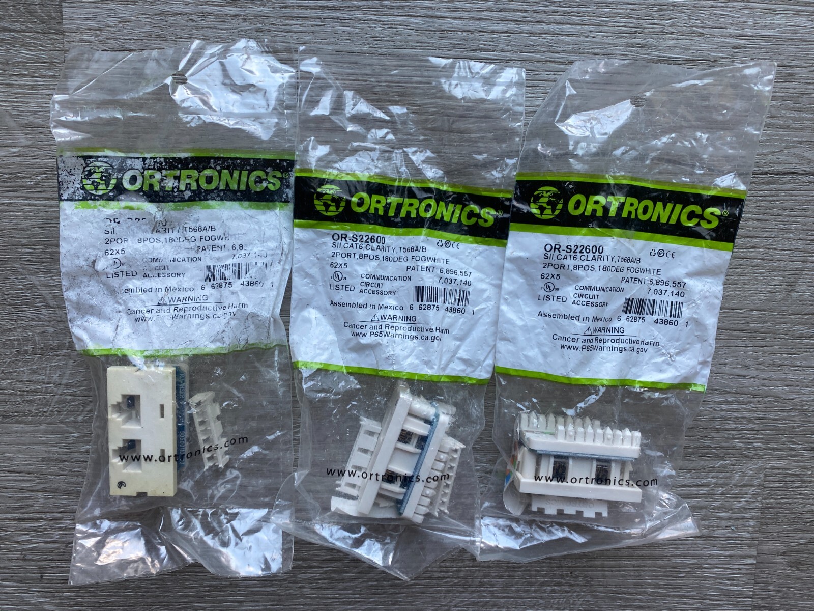 ORTRONICS OR-S22600 SII, CAT6, CLARITY, T568 A/B -- Lot of 3